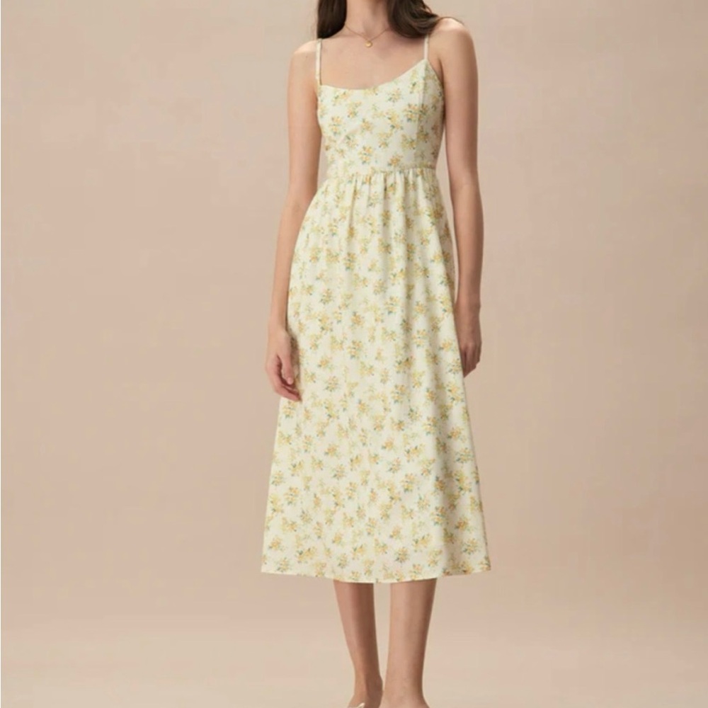 RIHOAS NWT Floral Yellow and White Midi Dress